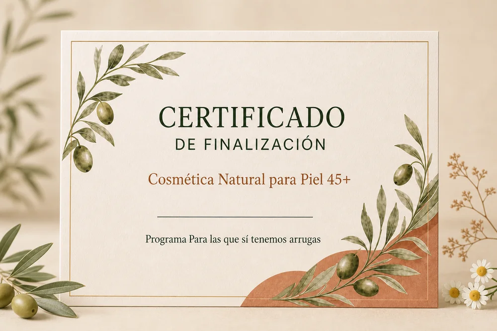 Certificado de finalización — Cosmética Natural para Piel 45+