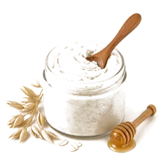 Mascarilla casera de avena y miel en frasco de vidrio
